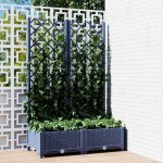 vidaXL Jardinieră de grădină cu spalier,albastru gri, 80x40x121,5 cm, PP