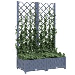 vidaXL Jardinieră de grădină cu spalier,albastru gri, 80x40x121,5 cm, PP