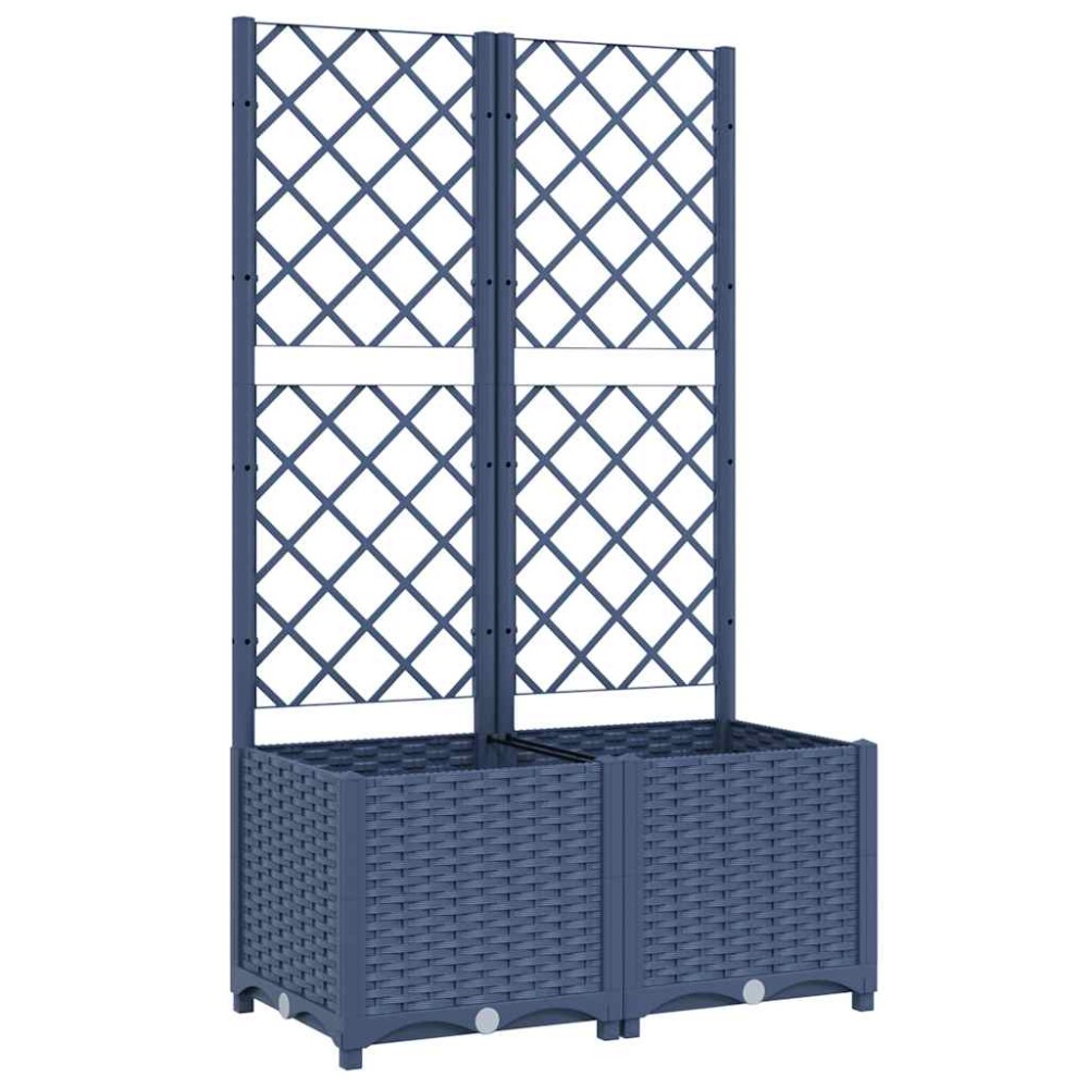 vidaXL Jardinieră de grădină cu spalier,albastru gri, 80x40x136 cm, PP