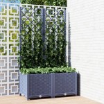 vidaXL Jardinieră de grădină cu spalier,albastru gri, 80x40x136 cm, PP