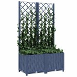 vidaXL Jardinieră de grădină cu spalier,albastru gri, 80x40x136 cm, PP
