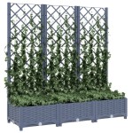 vidaXL Jardinieră de grădină cu spalier,albastru gri,120x40x121,5 cm, PP