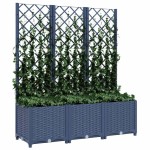 vidaXL Jardinieră de grădină cu spalier,albastru gri, 120x40x136 cm, PP