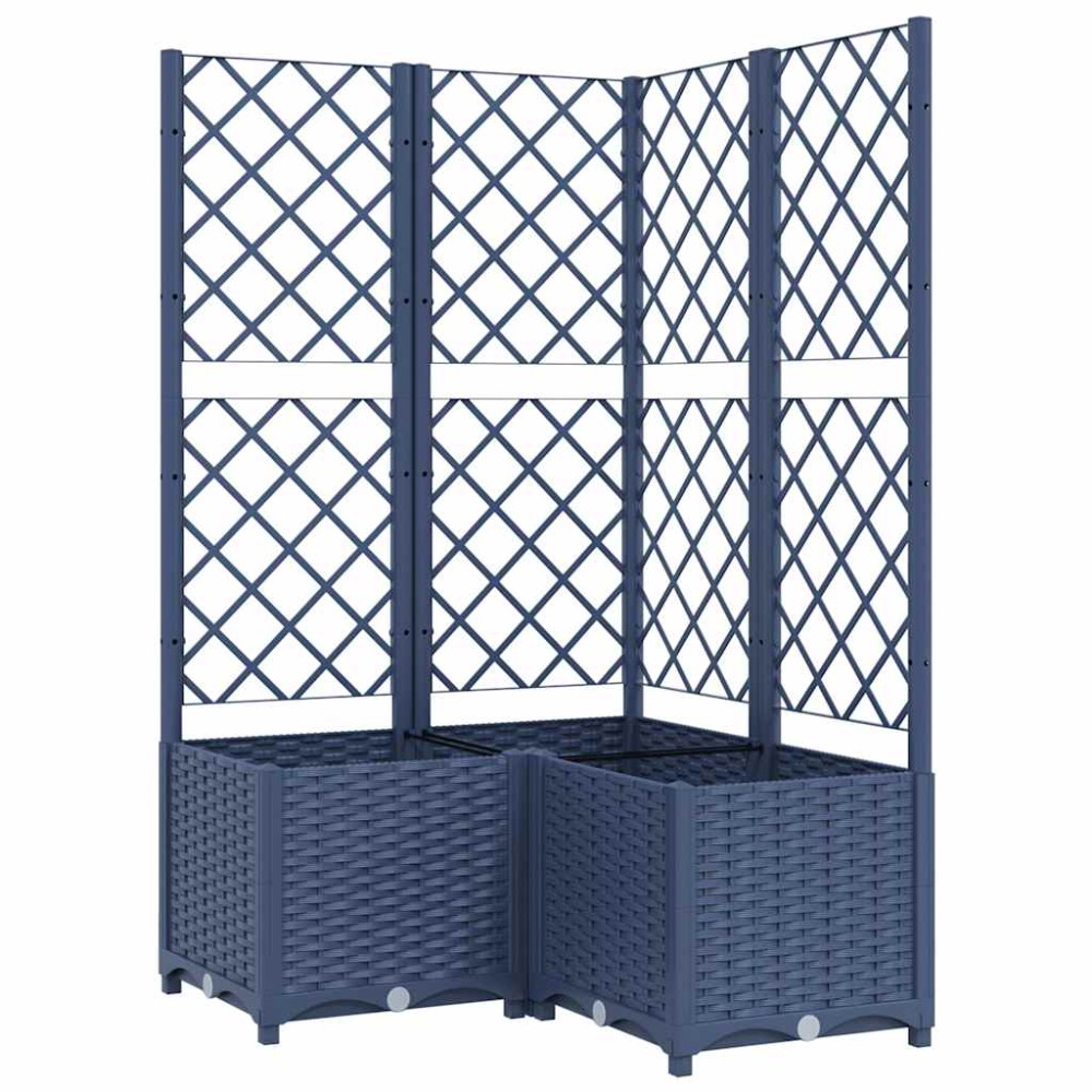 vidaXL Jardinieră de grădină cu spalier,albastru gri, 80x80x136 cm, PP