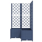 vidaXL Jardinieră de grădină cu spalier,albastru gri, 80x80x136 cm, PP