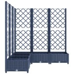 vidaXL Jardinieră de grădină cu spalier,albastru gri,120x120x121,5cm, PP