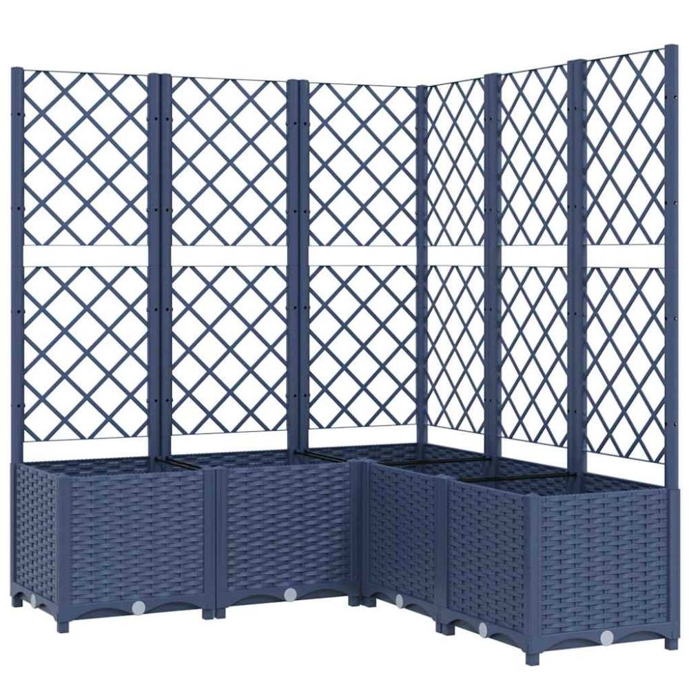 vidaXL Jardinieră de grădină cu spalier,albastru gri, 120x120x136 cm, PP