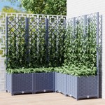 vidaXL Jardinieră de grădină cu spalier,albastru gri, 120x120x136 cm, PP vidaXL Jardinieră de grădină cu spalier,albastru gri, 120x120x136 cm, PP