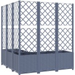 vidaXL Jardinieră de grădină cu spalier,albastru gri, 120x120x136 cm, PP vidaXL Jardinieră de grădină cu spalier,albastru gri, 120x120x136 cm, PP