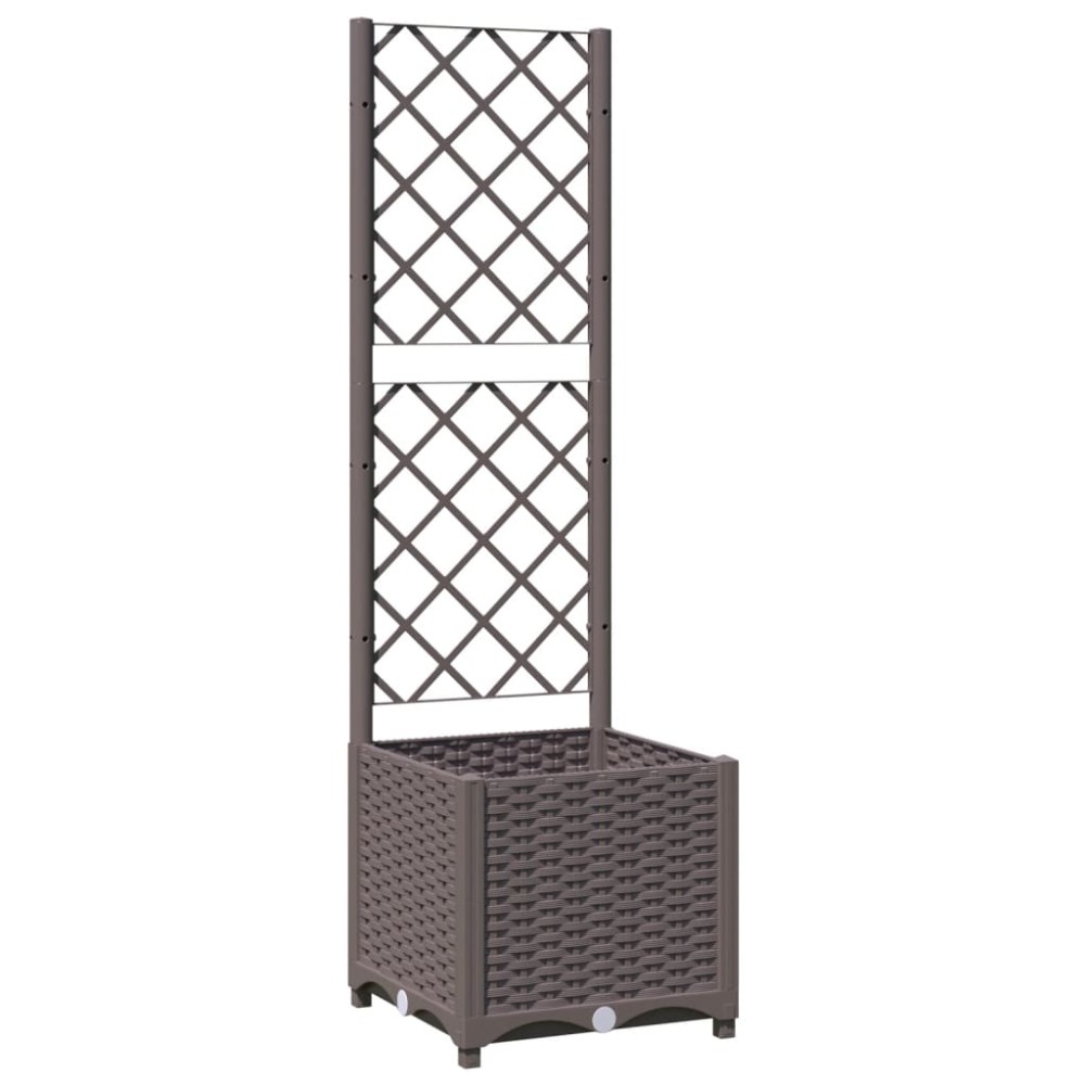 vidaXL Jardinieră de grădină cu spalier maro, 40x40x136 cm, PP