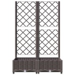 vidaXL Jardinieră de grădină cu spalier maro, 80x40x121,5 cm, PP