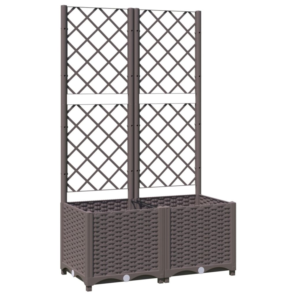 vidaXL Jardinieră de grădină cu spalier maro, 80x40x136 cm, PP