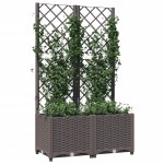 vidaXL Jardinieră de grădină cu spalier maro, 80x40x136 cm, PP vidaXL Jardinieră de grădină cu spalier maro, 80x40x136 cm, PP