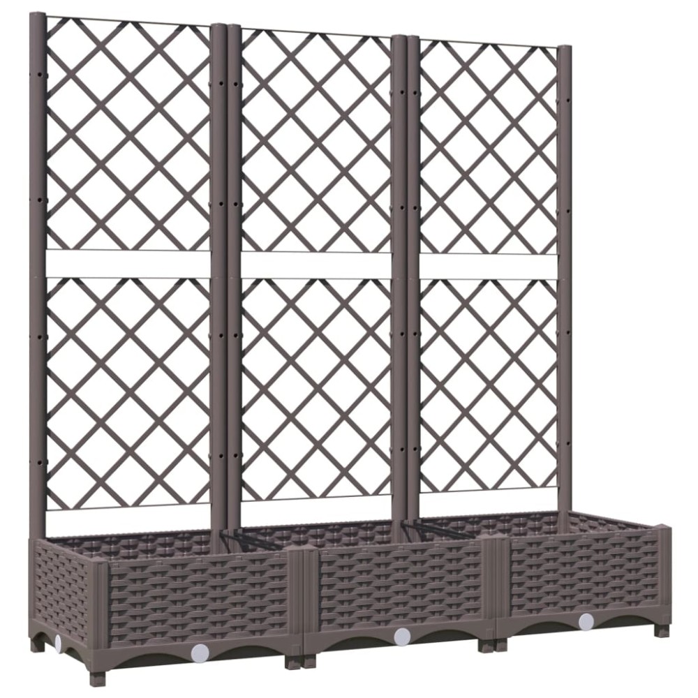 vidaXL Jardinieră de grădină cu spalier, maro, 120x40x121,5 cm, PP