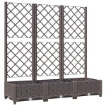 vidaXL Jardinieră de grădină cu spalier, maro, 120x40x121,5 cm, PP