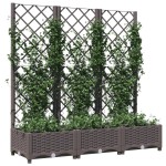 vidaXL Jardinieră de grădină cu spalier, maro, 120x40x121,5 cm, PP