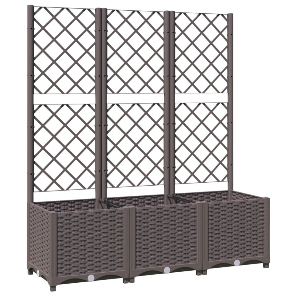 vidaXL Jardinieră de grădină cu spalier, maro, 120x40x136 cm, PP