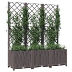 vidaXL Jardinieră de grădină cu spalier, maro, 120x40x136 cm, PP