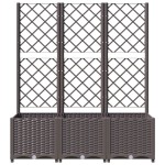 vidaXL Jardinieră de grădină cu spalier, maro, 120x40x136 cm, PP