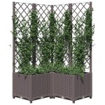 vidaXL Jardinieră de grădină cu spalier maro, 80x80x136 cm, PP vidaXL Jardinieră de grădină cu spalier maro, 80x80x136 cm, PP