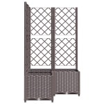 vidaXL Jardinieră de grădină cu spalier maro, 80x80x136 cm, PP vidaXL Jardinieră de grădină cu spalier maro, 80x80x136 cm, PP