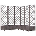 vidaXL Jardinieră de grădină cu spalier, maro, 120x120x121,5 cm, PP