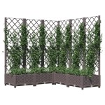 vidaXL Jardinieră de grădină cu spalier, maro, 120x120x121,5 cm, PP