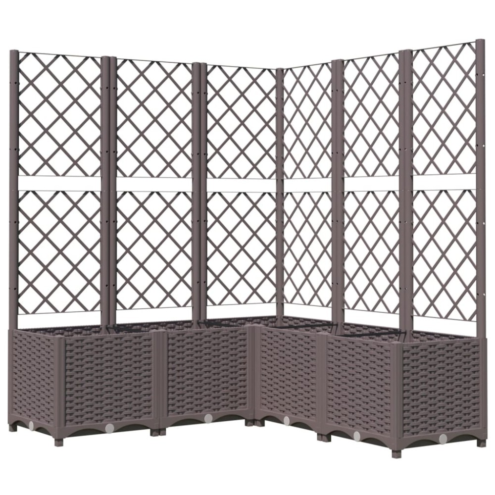 vidaXL Jardinieră de grădină cu spalier, maro, 120x120x136 cm, PP