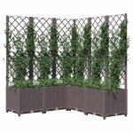vidaXL Jardinieră de grădină cu spalier, maro, 120x120x136 cm, PP
