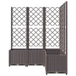 vidaXL Jardinieră de grădină cu spalier, maro, 120x120x136 cm, PP