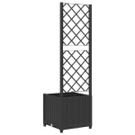 vidaXL Jardinieră de grădină cu spalier negru, 40x40x136 cm, PP