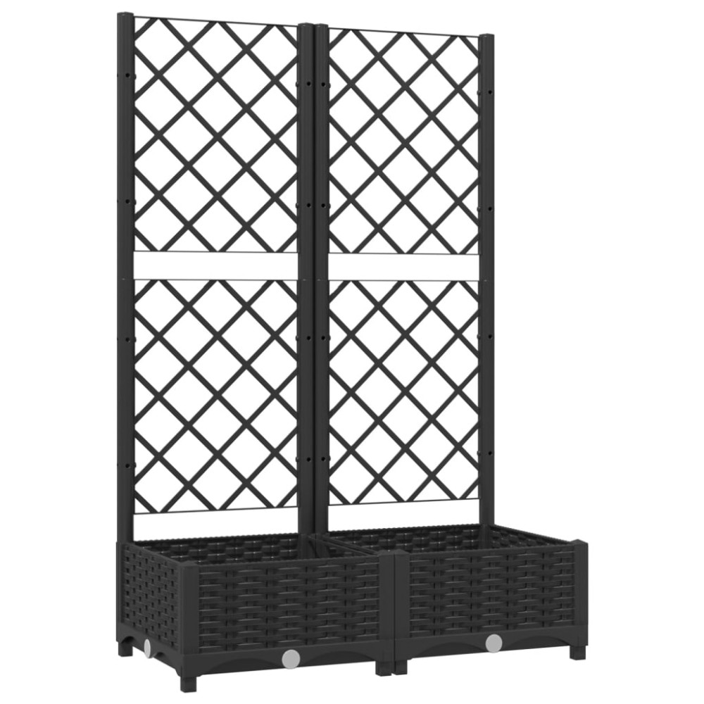 vidaXL Jardinieră de grădină cu spalier negru, 80x40x121,5 cm, PP