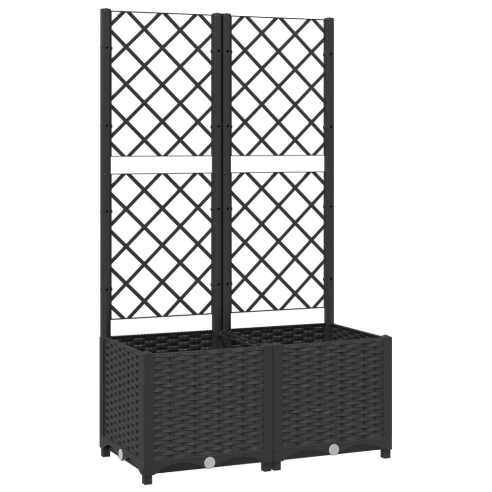 vidaXL Jardinieră de grădină cu spalier negru, 80x40x136 cm, PP