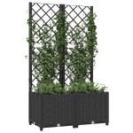 vidaXL Jardinieră de grădină cu spalier negru, 80x40x136 cm, PP vidaXL Jardinieră de grădină cu spalier negru, 80x40x136 cm, PP