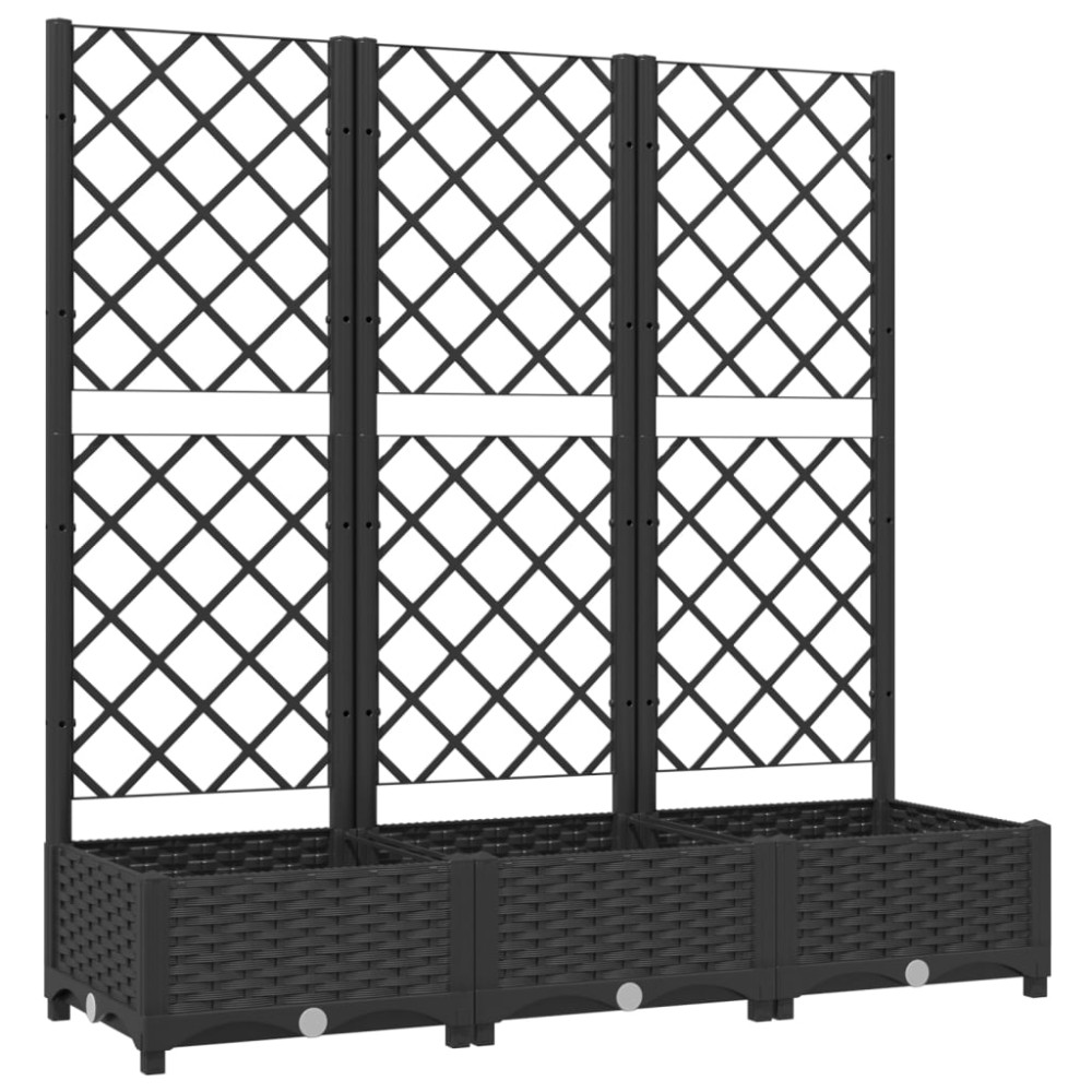 vidaXL Jardinieră de grădină cu spalier negru, 120x40x121,5 cm, PP