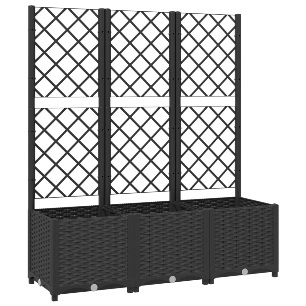 vidaXL Jardinieră de grădină cu spalier negru, 120x40x136 cm, PP