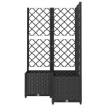 vidaXL Jardinieră de grădină cu spalier negru, 80x80x136 cm, PP