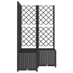 vidaXL Jardinieră de grădină cu spalier negru, 80x80x136 cm, PP