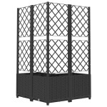 vidaXL Jardinieră de grădină cu spalier negru, 80x80x136 cm, PP