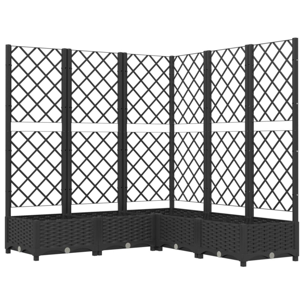 vidaXL Jardinieră de grădină cu spalier, negru, 120x120x121,5 cm, PP