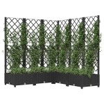 vidaXL Jardinieră de grădină cu spalier, negru, 120x120x121,5 cm, PP