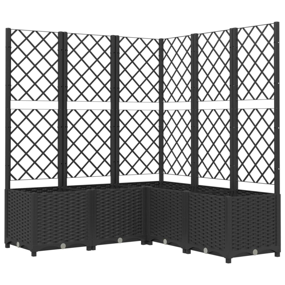 vidaXL Jardinieră de grădină cu spalier, maro, 120x120x136 cm, PP