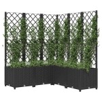 vidaXL Jardinieră de grădină cu spalier, maro, 120x120x136 cm, PP