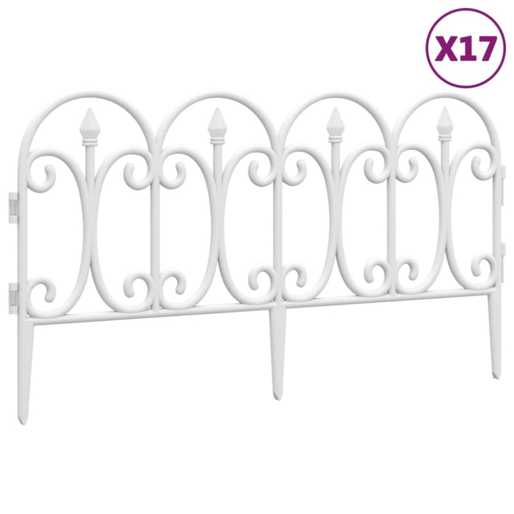 vidaXL Borduri de gazon, 17 buc., alb, 10 m, PP