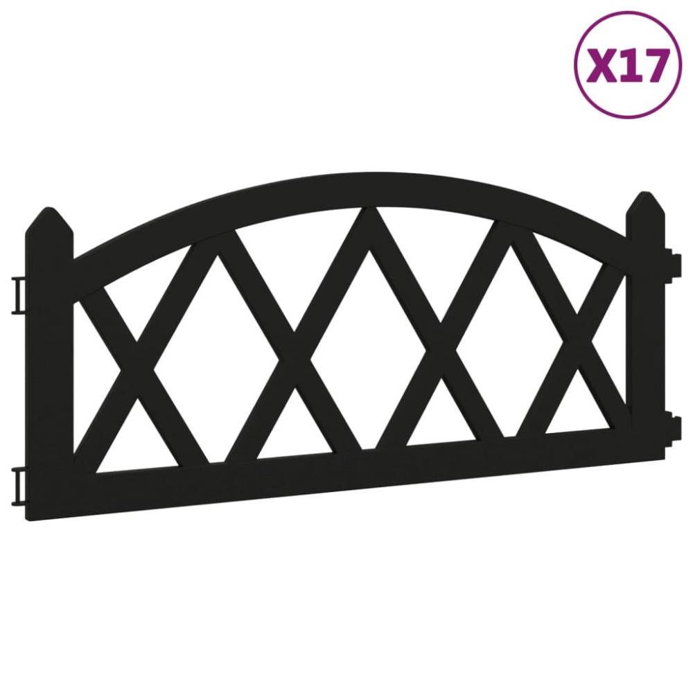 vidaXL Borduri de gazon, 17 buc., negru, 10 m, PP