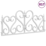 vidaXL Borduri de gazon, 17 buc., alb, 10 m, PP
