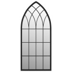 vidaXL Oglindă de grădină, negru, 70x30 cm, fier, uz exterior