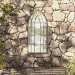 vidaXL Oglindă de grădină, nisipiu, 100x45 cm, fier uz exterior vidaXL Oglindă de grădină, nisipiu, 100x45 cm, fier uz exterior