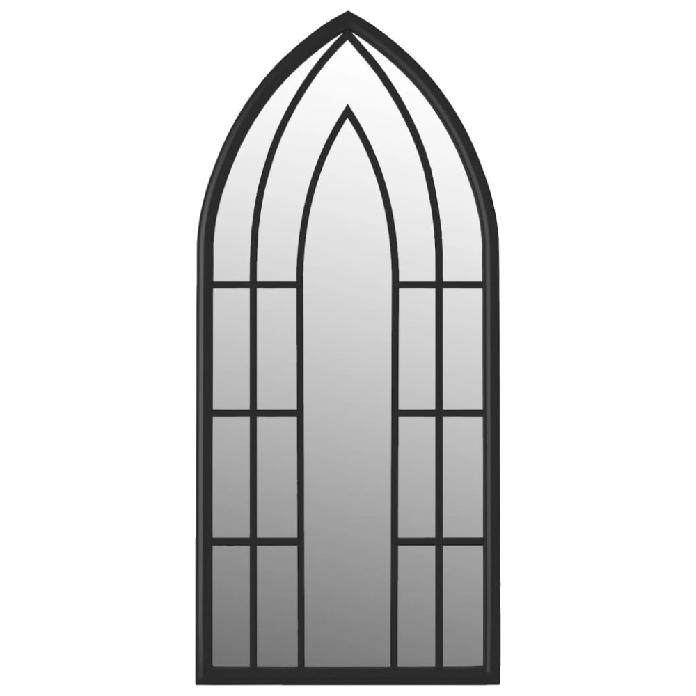 vidaXL Oglindă de grădină, negru, 100x45 cm, fier uz exterior