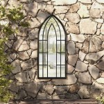 vidaXL Oglindă de grădină, negru, 100x45 cm, fier uz exterior vidaXL Oglindă de grădină, negru, 100x45 cm, fier uz exterior